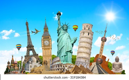 Famous Monuments Of The World Grouped Together