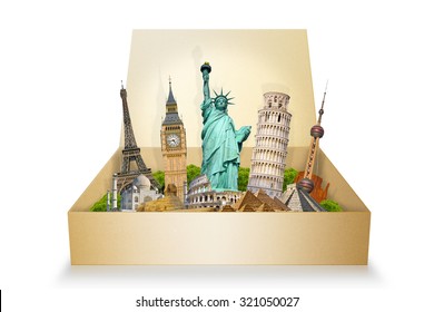 Famous Monuments Of The World Grouped Together In A Box