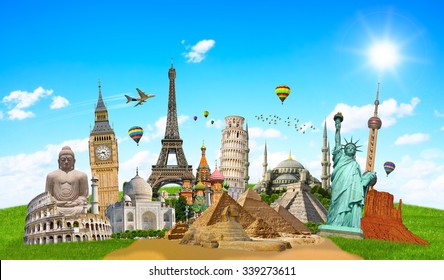 Famous Monuments Of The World Grouped Together