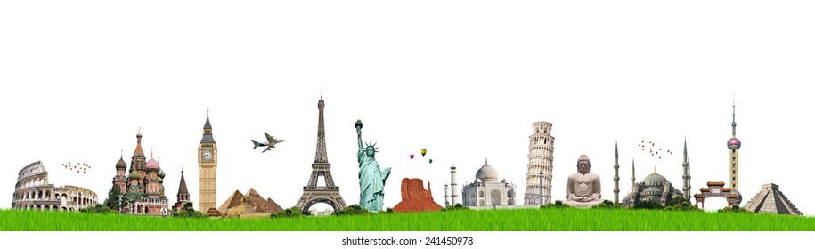 Famous monuments of the world illustrating the travel and holidays - Shutterstock ID 241450978