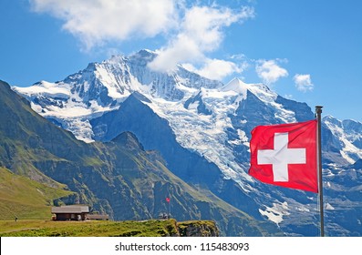 Famous Mount Jungfrau In The Swiss Alps