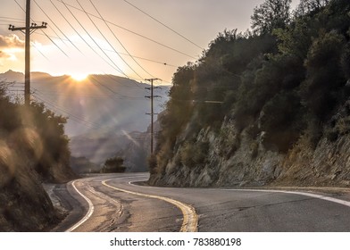 Famous Mulholland Highway At Sunset