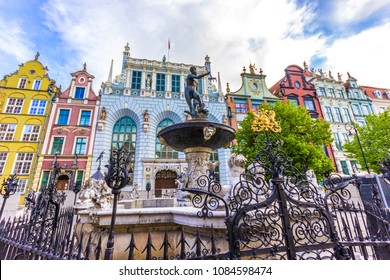 Famous Neptune Fountain. Gdansk, Poland