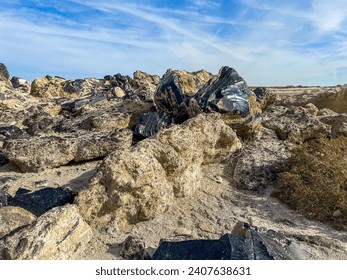 The Famous Obsidian Butte Area of Salton Sea, California, looking at the geological formations from Vulcanism from a UAV Drone