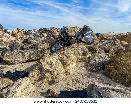 The Famous Obsidian Butte Area of Salton Sea, California, looking at the geological formations from Vulcanism from a UAV Drone