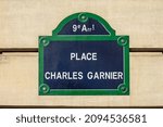 famous parisians streets names signs panel place charles garnier opéra 9th