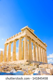 The Famous Parthenon Temple In Acropolis In Athens Greece