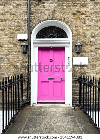 A famous pink Georgian door in Dublin, Ireland