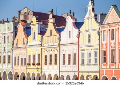 Telč, famous place, town with old houses in Czech Republic