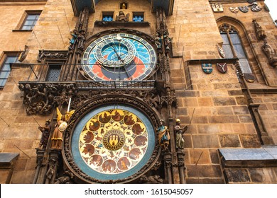 Famous Prague chimes. Prague Astronomical Clock. Prague, Czech Republic - 05.21.2019