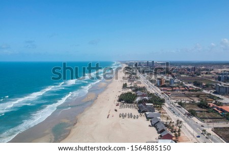 Famous Praia do Futuro beach in Fortaleza, Ceara, Brazil. Aerial view