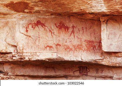 Famous prehistoric rock paintings Tassili N'Ajjer  Algeria