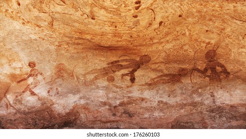 Famous prehistoric rock paintings Tassili N'Ajjer  Algeria 