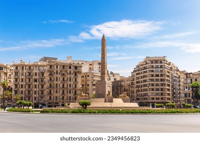 Famous Ramses II obelisk and Tahrir Square view, Cairo, Egypt