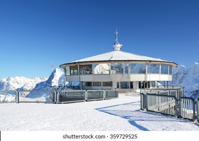 Famous Revolving Restaurant On The Top Of Schilthorn Mountain, Switzerland