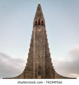 The Famous Hallgrímskirkja In Reykjavik, Iceland. 