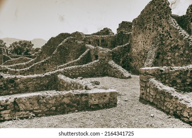 Famous Ruins Of Ancient City Of Pompei Near Volcano Vesuvio