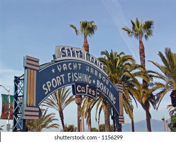 Famous Santa Monica Pier Sign In Southern California