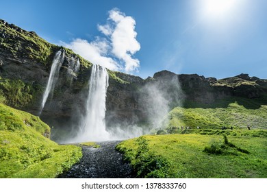 Famous Seljalandsfoss waterfall in summer in Iceland  - Shutterstock ID 1378333760