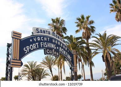 Famous Sign At Santa Monica Pier In Southern California