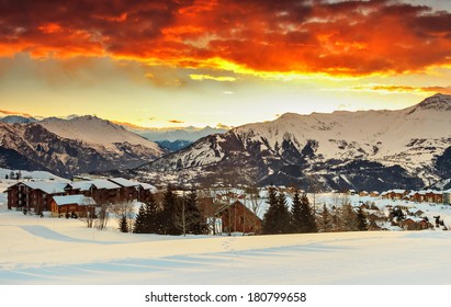 Famous Ski Resort In The Alps,Les Sybelles,France