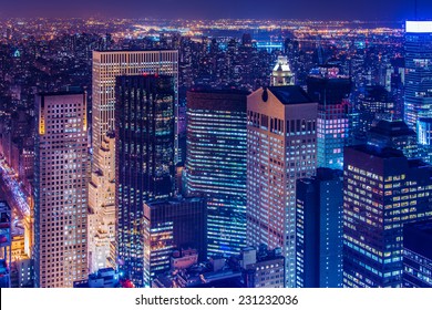 Famous Skyscrapers Of New York At Night