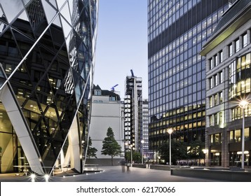 Famous Skysrcapers In The Financial District Of London