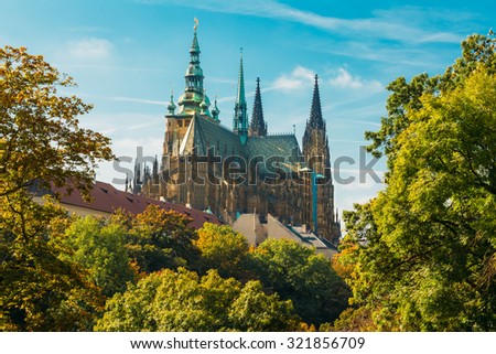 Famous St. Vitus Cathedral Prague, Czech Republic. Sunny day