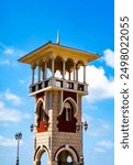 Famous Stanley Bridge on the promenade of Alexandria, view on the famous towers, Egypt