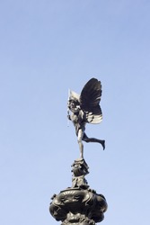 The Famous Statue Of Cupid Eros In Piccadilly Circus, London, Uk