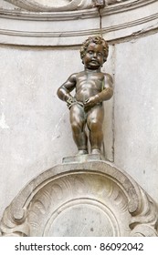 The famous statue of a pissing boy of Brussels, Belgium