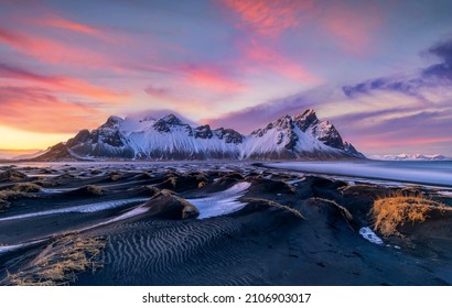 Famous Stokksness beach in Iceland during sunset - Powered by Shutterstock