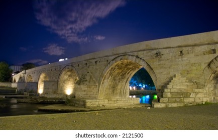 Famous Stone Bridge In Skopje, Macedonia