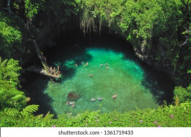 The Famous To Sua Ocean Trench, Swimming Hole In Samoa, Upolu Island In Pacific