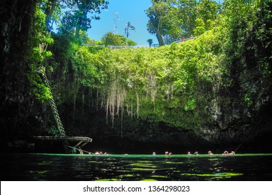 The Famous To Sua Ocean Trench, Swimming Hole In Samoa, Upolu Island In Pacific	