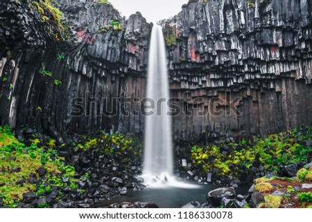 Famous Svartifoss waterfall. Another named Black fall. Located in Skaftafell, Vatnajokull National Park, Iceland