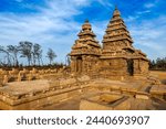 Famous Tamil Nadu landmark - Shore temple, world heritage site in Mahabalipuram, Tamil Nadu, India