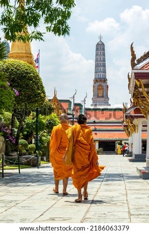 Famous temples of Wat Phra Kaew and Grand palace in Bangkok, Thailand