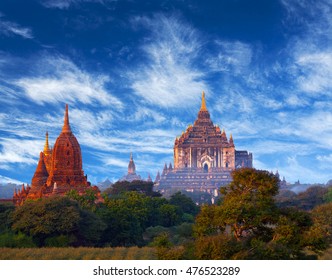 Famous Thatbyinnyu Temple In Bagan, Myanmar. The Pagoda Was Built In The 12th Century During The Reign Of King Alaungsithu.