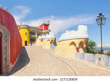 The Famous Tourist Attraction - Pena National Palace Or Palacio Nacional Da Pena. Sintra, Portugal