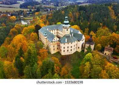 Famous tourist baroque Lemberk castle, Liberec region, North Bohemia, Czech republic - Shutterstock ID 1533680198