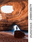 Famous touristic cave on Algarve coast, Albufeira, Portugal