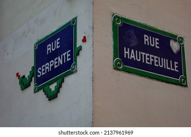 famous typical street name plate and sign of Paris , france - Shutterstock ID 2137961969
