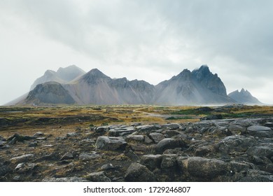 Famous Vestrahorn Mountains In Iceland.