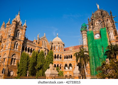 Famous Victoria Terminus Train Station In Mumbai, India.