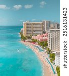 The famous Waikiki beach, in Honolulu, Hawaii. One of the best beaches in the world.