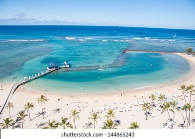 Famous Waikiki Beach on the Hawaiian island of Oahu.