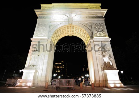 The famous Washington Square Arch, commemorating George Washington, in New York City.