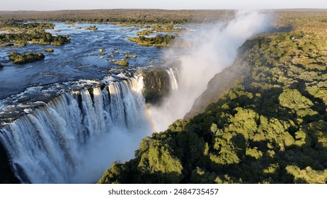 Famous Water Falls At Victoria Falls In Matabeleland North Zimbabwe. Giant Waterfalls. Nature Landscape. Victoria Falls At Matabeleland North Zimbabwe. Zambezi River. Travel Scenery. - Powered by Shutterstock