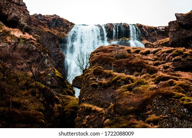 famous Gljúfrabúi Waterfall in Iceland